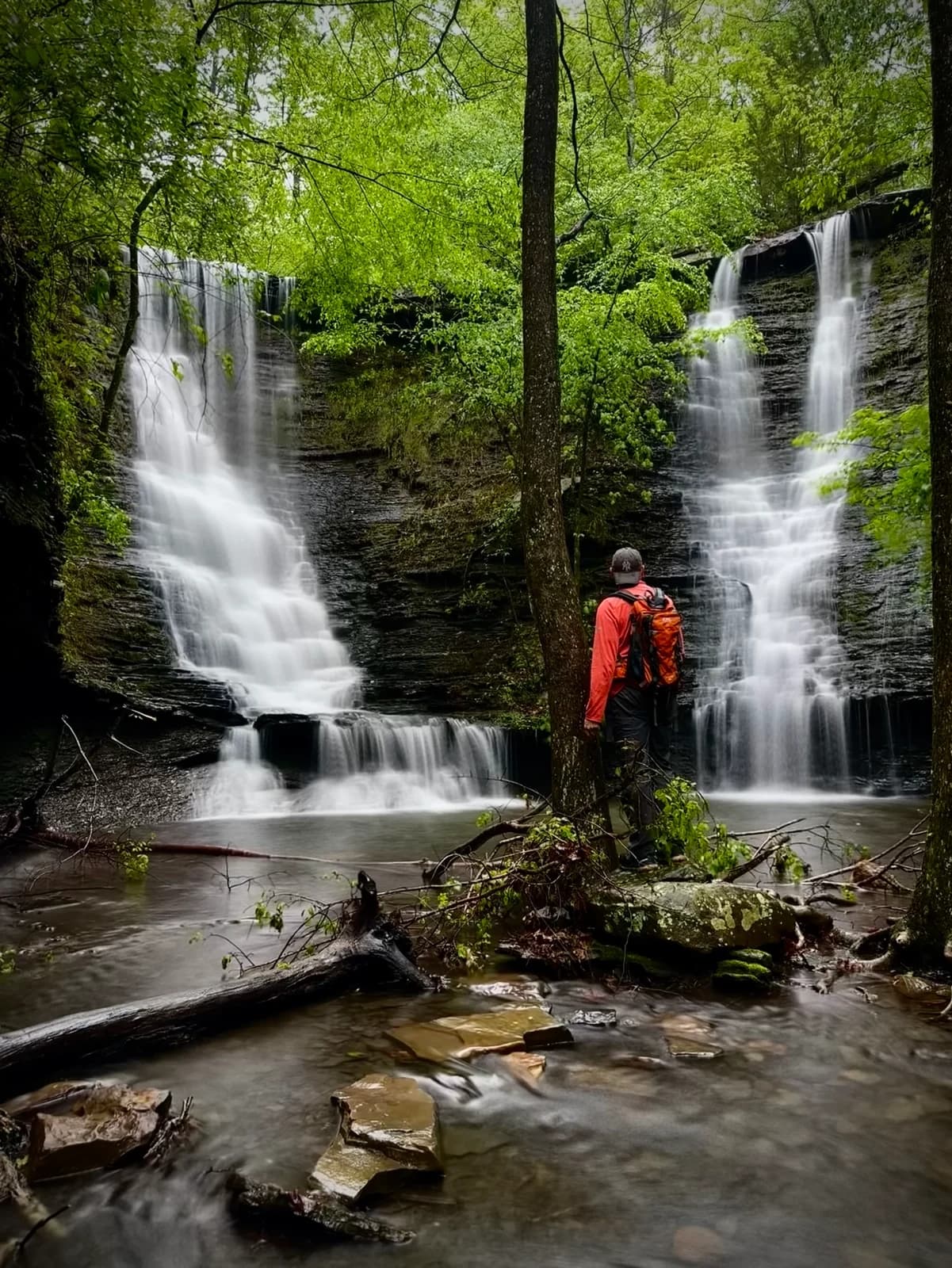 Chad from Chasing the Ozarks at a waterfall